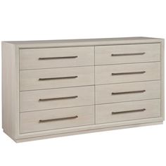 a white dresser with six drawers and two doors