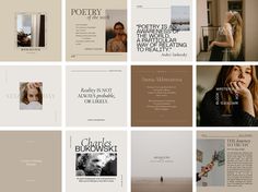 many different pages are arranged together to form a collage with the words poetry on them