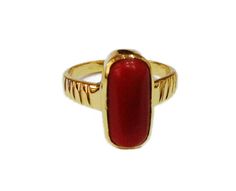 "Coral Moonga 4.00-11.00 Ct. Stone Panchadhatu(Copper) Adjustable Ring For Men & Women. This ring is suitable for Men & Women having ring sizes between 4.25 to 12.00 as per US ring standards. Size of this ring is easily by hand. Fine quality Red Coral is used to give best results for your astrological needs. Stone will be neat and clean without blemishes. Gemstone is left open from the back side. Gemstone certified by a Well reputed laboratory. This fashionable flat Rings band is dainty Red Rectangular Spiritual Jewelry, Spiritual Red Rectangular Jewelry, Red Cabochon Spiritual Jewelry, Spiritual Red Cabochon Jewelry, Red Gemstone Jewelry With Rectangular Stone, Red Opal Gemstone Ring For Formal Occasions, Red Gemstone Ring With Rectangular Stone, Red Rectangular Gemstone Ring, Red Moonstone Gemstone Ring As Gift