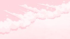 an abstract pink background with white clouds and snow on the bottom right corner, in front of a light pink sky