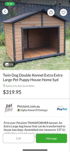 the dog house is on sale for $ 3 99 per square foot, and has been purchased