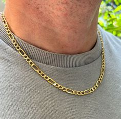 Figaro Chain Necklace* Figaro Chain Bracelet* Real Gold Figaro Link Chain  🎯 Features 🏆 Gram: 8.90gr(approximate weight) 💍 Size: 20 inch 🏆 Production Method:Hand Made.Hand made Polish 🏆 14 K (0,585) in gold. Not Gold Filled, Not Gold Plated. Real Solid Gold Chain  🏆 Special Gift Box 🏆 Like all precious jewels,it comes in its own gift box. 🏆 Can include a little gift note  🏆 The Gold Body Of The Chain is Polished By Hand. Mens Figaro Chain, Figaro Chain Men, Gold Figaro Chain, Figaro Bracelet, Mens Chain, Chain Necklace For Men, Father Gifts, Figaro Necklace, Figaro Chain Necklace