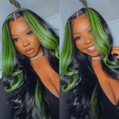 Money Piece Highlights, Skunk Stripe, Piece Highlights, Money Piece, Remy Human Hair Wigs, Deep Wave Hairstyles, Human Virgin Hair, Black Wig, Peruvian Hair