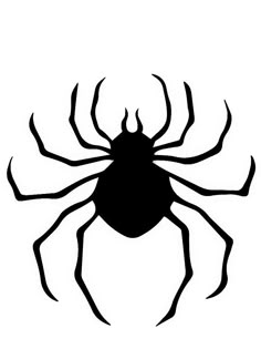 a black spider silhouette on a white background