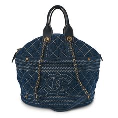 This is an authentic CHANEL Denim Quilted CC Denim Trip Shoulder Bag in Blue.This stylish tote is crafted of diamond-quilted blue denim. The refined bag features aged gold links and matching chain blue leather threaded shoulder straps. The bag opens to a blue fabric interior with zipper and patch pockets. Luxury Denim Blue Denim Bag, Luxury Denim Bags With Double Handle, Luxury Denim Bag With Double Handles, Luxury Denim Tote Bag, Chic Blue Quilted Bag, Luxury Denim Shoulder Bag With Double Handle, Luxury Denim Double Handle Shoulder Bag, Luxury Denim Tote Shoulder Bag, Luxury Blue Denim Bag