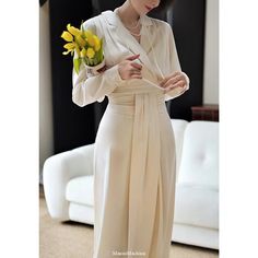 An elegant long dress that looks like the main character of a 1980s movie. The upper body has a pleated design, and the waist part has a complicated structure that looks like hanging fabric. An item with an elegant drape that gives a gorgeous impression. 
 
 
 Size 
 
 XS size 
 
 Length: 123cm 
 Shoulder width: 38cm 
 Bust: within 90cm 
 Waist: within 63cm 
 Hip: within 92cm 
 Sleeve length: 56cm 
 
 S size 
 
 Length: 128cm 
 Shoulder width: 40cm 
 Bust: within 94cm 
 Waist: within 67cm 
 Hip: Formal Long Sleeve Pre-draped Maxi Dress, Pre-draped Formal Maxi Dress With Folds, Formal Pre-draped Maxi Dress With Folds, Elegant Long Sleeve Midi Dress With Folds, Formal Pleated Draped Maxi Dress, Pleated Draped Maxi Dress For Formal Occasions, Elegant Long Sleeve Maxi Dress With Pleated Bodice, Chic Formal Maxi Dress With Folds, Formal Beige Midi Dress With Pleated Waist