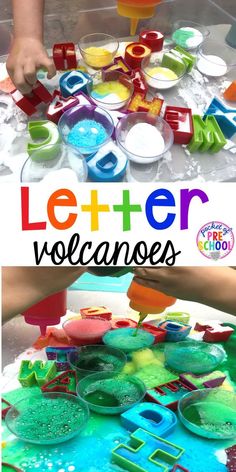 the letters and numbers are made out of plastic cups with colored paint on them to make letter vocaones