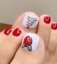 Christmas Toenails Designs Toe, Xmas Pedicure Ideas, Nails Navidad, Christmas Toes