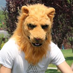 a person wearing a furry animal mask in the park