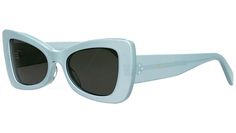 Brand new Celine CL40236I Baby Blue Cat Eye Sunglasses with Dark Grey Lens. Color code 84A. Lens width/nose bridge/temple length measurements: 54-19-140mm. Comes with Celine white gift box, leather case, cloth, and original packaging. 100% authentic. Retail price $420. Modern Blue Cat Eye Sunglasses With Tinted Lenses, Modern Blue Cat Eye Sunglasses With Polarized Lenses, Modern Blue Cat Eye Sunglasses, Modern Blue Cat-eye Sunglasses, Modern Light Blue Tinted Sunglasses, Retro Blue Cat Eye Sunglasses, Chic Blue Rectangular Sunglasses, Modern Blue Cat Eye Sunglasses For Summer, Blue Cat Eye