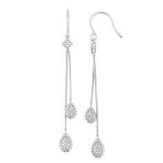 Adorned with radiant diamond accents, these sterling silver linear drop earrings offer breathtaking beauty. Click on this JEWELRY & WATCHES GUIDE to learn about fit, styles, materials and more!EARRING DETAILS Length: 2.53 in. Backings: fishhook Metal: rhodium-plated sterling silver DIAMOND DETAILS Total weight: less than 1/10 ct. Shape: round Color grade: J Clarity: I3 Setting: prong Gemstones may have been treated to enhance their appearance. Special care may be required. Please visit our Gemst Diamond White Linear Earrings With Diamond Accents, Diamond White Drop Linear Earrings With Diamond Accents, White Gold Drop Linear Earrings With Diamond Accents, Silver Long Drop Diamond Earrings, Anniversary Long Drop Diamond Earrings With Accents, Diamond White Dangle Linear Earrings, Linear Dangle Earrings With Diamond Accents For Anniversary, Dangle Linear Earrings With Sparkling Stones For Anniversary, Fine Jewelry Linear Dangle Earrings In Diamond White