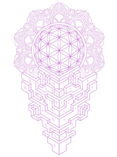 the flower of life is depicted in this graphic art work, which includes geometric shapes and lines