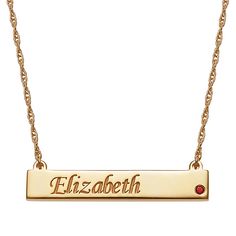 Personalized Name and Birthstone Crystal Bar Necklace   Give something meaningful when you give this personalized bar necklace. Customize the bar pendant with a name and birthstone crystal of your choice, making this piece one to remember.  Design Information      Bar station has a bezel-set, round colored crystal and room for one name   Good to Know      Personalize with script-font name up to 9 letters, first letter capitalized only. Planet Jewelry, Necklace With Name, Bar Station, Arabic Jewelry, Chevron Necklace, Bar Necklace Personalized, Birthstone Colors, Family Jewellery, Valentines Necklace