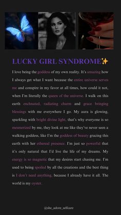 #affirmations #affirmationsforwomen #selflove Lucky Girl Affirmations, Goddess Mantra, Girl Affirmations, Lucky Girl Syndrome, Affirmations For Women, Divine Light, Lucky Girl, Affirmation Quotes, Mantra