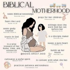 the biblical motherhood poster with an image of a woman and child