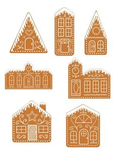 gingerbread house cutouts are shown in orange