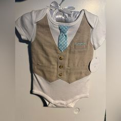 Nwt Edgehill Collection Onesie With Sewn In Vest And Tie. Perfect For A Wedding Or Other Semi Formal Event With Your Little. Tie Onesie, Baby Boy Vest, Boys Vest, Vest And Tie, Semi Formal, Formal Event, A Wedding, Onesies