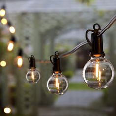 outdoor string lights with clear glass globe bulbs