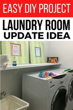 an easy diy project for the laundry room is to make it look clean and tidy