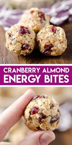 cranberry almond energy bites are an easy snack for the whole family to enjoy