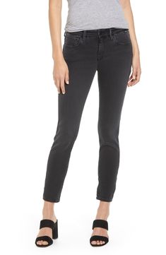 A dark charcoal wash saturates the supersoft stretch denim of mid-rise skinny jeans with lived-in style. Style Name:Mavi Jeans Alexa Mid Rise Skinny Jeans (Dark Smoke Supersoft). Style Number: 5768215. Available in stores. Mid-rise Stretch Jeans In Washed Black, Washed Black Mid-rise Jeans For Workwear, Mid-rise Washed Black Jeans For Work, Mid-rise Washed Black Jeans For Everyday, Mid-rise Dark Wash Cotton Jeggings, Long Jean Skirt, Pleated Chiffon Skirt, Henley Shirts, Point Of View