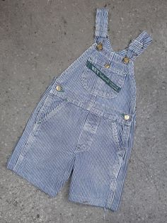 "Kid's vintage hickory stripe short overalls by Key \"Imperial\" Aristocrat of Overalls Made in U.S.A No Tag. Approximately sz. 3T Measurement taken laying flat: Waist: 11\" Front Rise: 7.5\" Length (from top of bib to hem of leg): 18.5\" Inseam: 5.5\" Features several discolouration marks, as pictured. International Shipping available" Kids Overalls, Short Overalls, Levis Denim, Striped Shorts, Vintage Children, Overall Shorts, Suit Jacket, Overalls, Kids Outfits