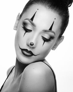 Bunny Halloween Makeup, Black And White Clown, Circus Makeup, Mime Makeup