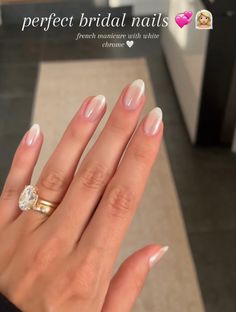 Bridal Nails French, Wedding Day Nails, Engagement Nails, Bridesmaids Nails, Kutek Disney, Manikur Kuku, Bride Nails, Nails Polish