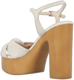 Synthetic Platform Sandals With Open Heel, Platform Sandals With Open Heel In Synthetic Material, Beige Open Toe Platform Sandals, Beige Synthetic Platform Sandals, Beige Platform Sandals In Synthetic Material, Beige Chunky Platform Open Toe Sandals, Beige Platform Sandals With Block Heel, Cream Platform Sandals With Round Toe, Cream Sandals With Wooden Heel For Summer