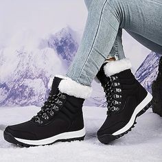 Category:Boots; Upper Materials:PU; Season:Winter; Heel Type:Flat Heel; Gender:Women's; Toe Shape:Round Toe; Type:Booties Ankle Boots,Fleece Lined; Style:Comfort,Casual; Heel Height(inch):<1; Outsole Materials:Rubber; Occasion:Daily; Closure Type:Elastic Band; Pattern:Solid Color; Listing Date:10/15/2023; 2024 Trends:Snow Boots,Plus Size,Waterproof Boots Winter Outdoors, Warm Snow Boots, Hiking Boots Women, Leather Wear, Estilo Chic, Mini Robes, Winter Snow Boots, Outdoor Style, Casual Boots