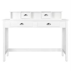 a white desk with three drawers on it