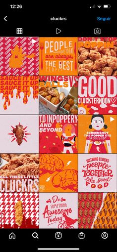 an image of food on the screen with other images in it and some words above them