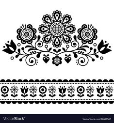 an ornate border with flowers and hearts in black on a white background stock photo image