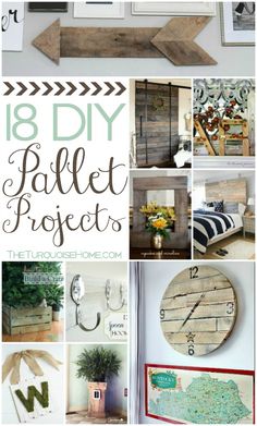 the collage shows different projects made out of pallet boards