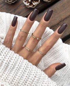 Fall Wedding Nails, Brown Nail, Brown Nails Design, Fall Acrylic Nails, Bride Nails, Dark Nails, Nails Black