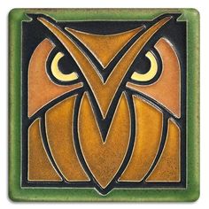 Owl Green Oak Tile - 4x4 Gifts Motawi Craftsman Tile, Motifs Art Nouveau, Art Nouveau Tiles, Sand Crafts, Art And Craft Design, Great Horned Owl, 3d Studio, Clay Tiles, Handmade Beauty Products