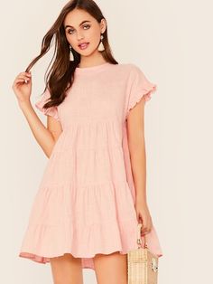 Summer is the time to go for vacations. Revamp your vacation wardrobe with this Ruffle Cuff Smock Dress from Shein. You can use Shein coupon code 'Sayantiq2' to get 10% off. Valid till 30 June 2019. After 30th June 2019 use code 'Sayantiq3' to get 10% off. Discount valid on purchases of Rs. 2000 and above. Butterfly Sleeve Dress, Dress Illustration, Ruffle Trim Dress, Runway Dresses, Outfits Summer, Smock Dress, Babydoll Dress, Fit And Flare Dress