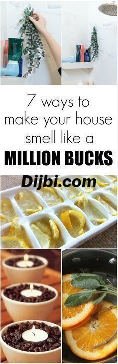 oranges, lemons and other foods are arranged in different bowls with text overlay that reads 7 ways to make your house smell smell like a million bucks