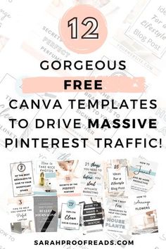 the text reads 12 gorgeous free canvas templates to drive massive pinterest traffic