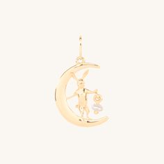 A little bunny surfs a crescent moon — with a pearl lantern to light the way. Designed by Laufey and Catbird. “My earliest memory of jewelry is…I think, when I was born, I’m born the year of the rabbit in the Chinese zodiac. So when I was born, I was given a lot of little rabbit jewelry and little gold rabbits.” — Laufey Made with 100% recycled 14k gold. Each charm comes with a Laufey x Catbird keepsake ribbon. Rings to turn melancholy into joy, tiny gold bunnies, hearts for Lauvers, jewelry for dreamers. Presenting a limited edition collection made with Laufey, who sets the intimacy of connection and a winding inner life against the grandeur of an orchestra. We admire Laufey for breaking rules gently, and for forging her own iconoclastic path. The Year Of The Rabbit, Rabbit Jewelry, Xmas Wishlist, Wishlist 2024, Light The Way, Year Of The Rabbit, Locket Charms, Chinese Zodiac, Sweet Gifts