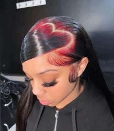 Heart Hair, Lace Hair, Lace Front Wig, Maquillaje De Ojos, Red And Black