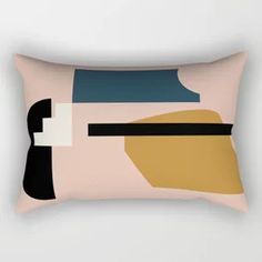 a rectangular pillow with an abstract design on the front and back, along with a black border