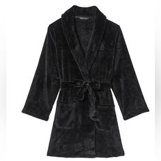 - 100%- Polyester - 2- Pockets In The Front - Cute, Plush & Cozy Fancy Robes, Summer Pajama Set, Night Pajama, Black Bath, 3 Sisters, Tie Front Cardigan, Sleepwear Robe, Cute Plush, Floral Shorts