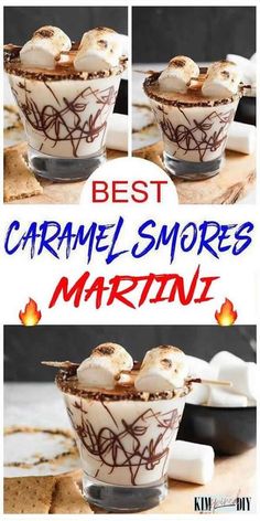 the best caramel s'mores martini recipe is made with marshmallows and chocolate