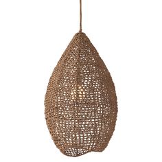 a hanging light made out of woven material