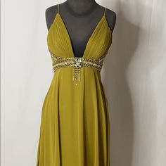 Double Layer Chiffon, Gorgeous Beaded Detail Formal Yellow Maxi Dress, Yellow V-neck Maxi Dress For Formal Occasions, Yellow V-neck Party Gown, Elegant Yellow V-neck Maxi Dress, Elegant Yellow Floor-length Maxi Dress, Yellow Floor-length Cocktail Evening Dress, Elegant Yellow Gown For Spring, Yellow Formal Evening Dress For Summer, Elegant Yellow Evening Dress For Party