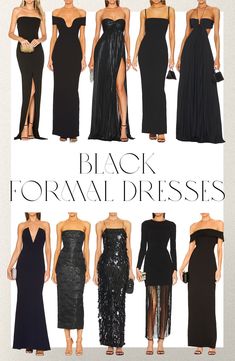 Black Outfit Wedding Guest, Unique Black Bridesmaid Dresses, Black Wedding Dress Guest, Black Dresses For Wedding Guest, Black Formal Wedding Guest Dress, Black Tie Dress Code Women Outfits, Gala Attire For Women, Formal Black Outfits For Women, All Black Wedding Guest Outfit