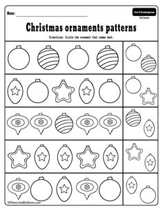 christmas ornaments worksheet for kids