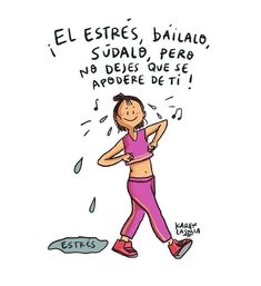 a cartoon drawing of a woman dancing in the rain with spanish words above her head