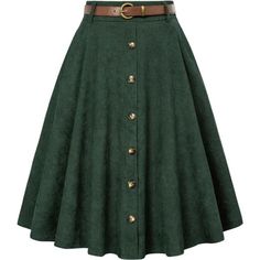 - Retro Design: Vintage Skirt Features Seven Decorated Buttons In The Front, Detachable Belt,Midi Length And Pockets, You Can Put Small Things Like Mobile Phone, Keys Into It, High Waisted, A-Line Design, Classic Solid Color - Spring & Summer Need Cute Midi Skirts! No Matter What Body Type You Are, This Must-Have Skirt Is A Good Choice For Your Summer. This Women's Skirt Flows Naturally When You Walk And Perfectly Shows Your Personality. The A-Line Silhouette Flatters Your Curves, While The Belt Long Cottagecore Skirt, High Waisted Skirt Outfit, Green Skirts, Cottagecore Skirt, Elegant Skirts, Walking Skirt, Midi Skirt With Pockets, Midi Flare Skirt, Simple Retro